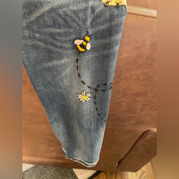 Custom Upcycled Jeans Sz 12 14 Patchwork Hand Embroidered Sashiko Boro - Picture 5 of 15